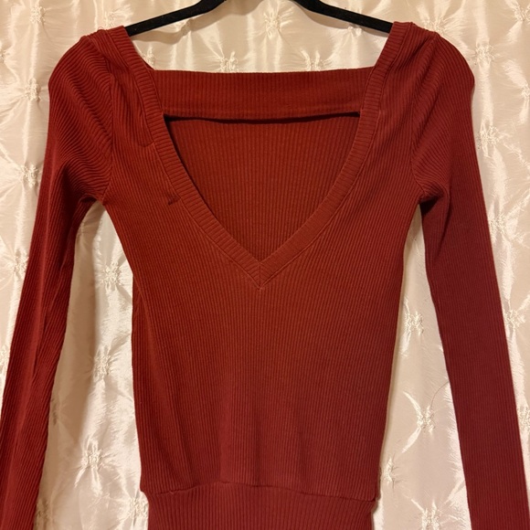 Free People Beach Rustic Red On The Rooftop Long Sleeve Mini Dress Burgundy - Picture 4 of 10